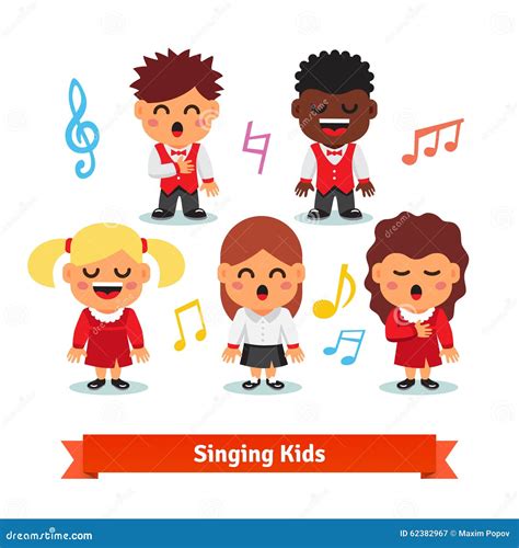 Choir Of Kids Singing Boys And Girls Stock Vector Illustration Of