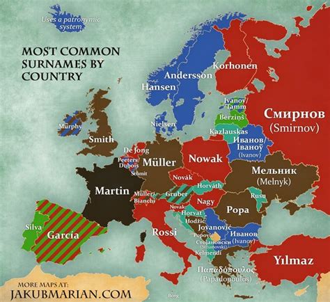 This Map Shows The Most Common Surnames In Europe Map Historical