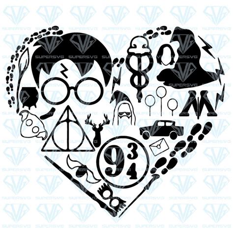 Harry Potter Love Heart Svg Files For Silhouette Files For Cricut Svg