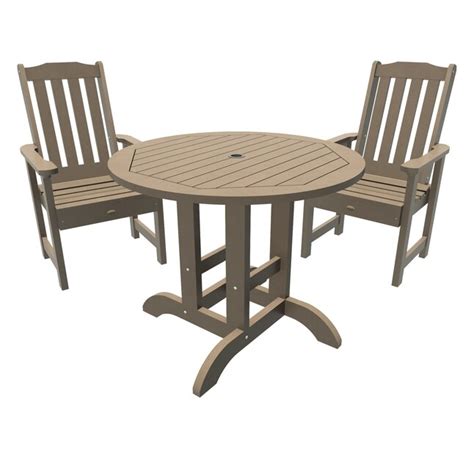 Highwood Lehigh 3 Piece Brown Patio Dining Set In The Patio Dining Sets