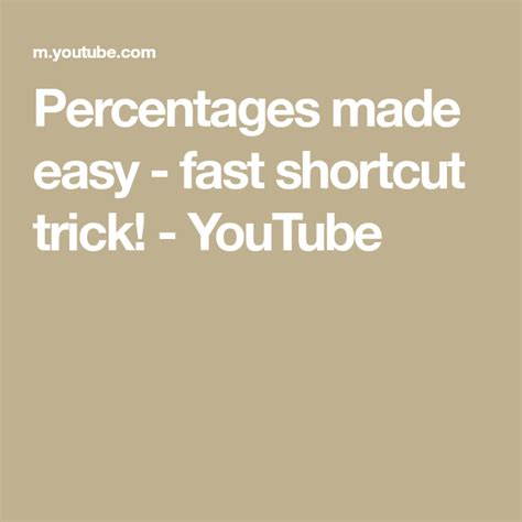 Percentages Made Easy Fast Shortcut Trick Youtube Make It Simple