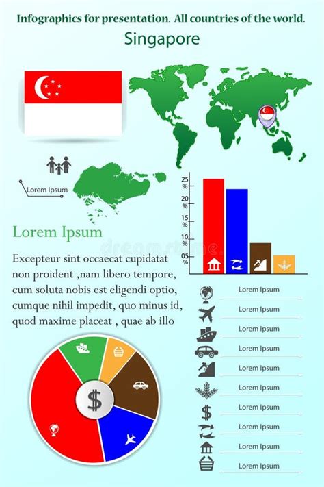 Singapore Infographics Statistical Data Stock Vector Illustration