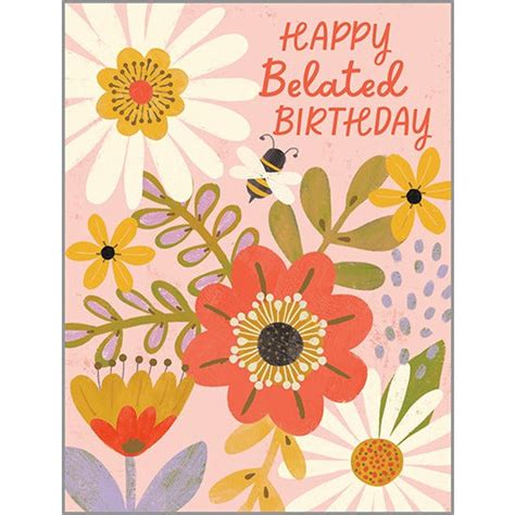 Birthday Card Belated Bee Floral Gina B Designs