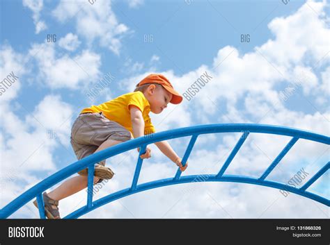 Little Boy Climbs Image And Photo Free Trial Bigstock