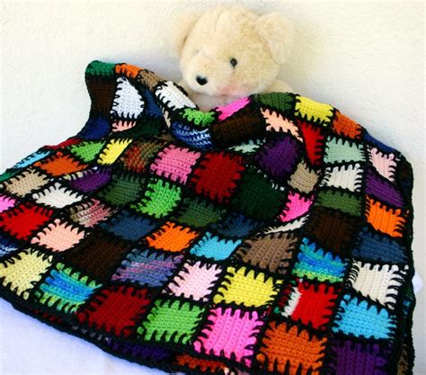 Scrap Yarn Afghan Colorful Crocheted Lap By Lovinghandscrochet