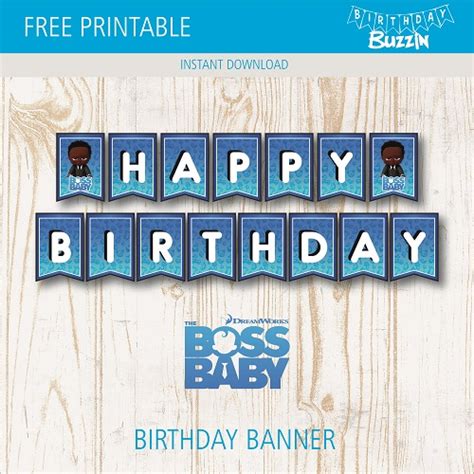 Free Printable African American Boss Baby Birthday Banner Birthday