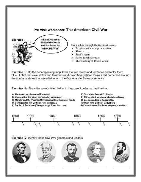 American Civil War Printable Worksheets
