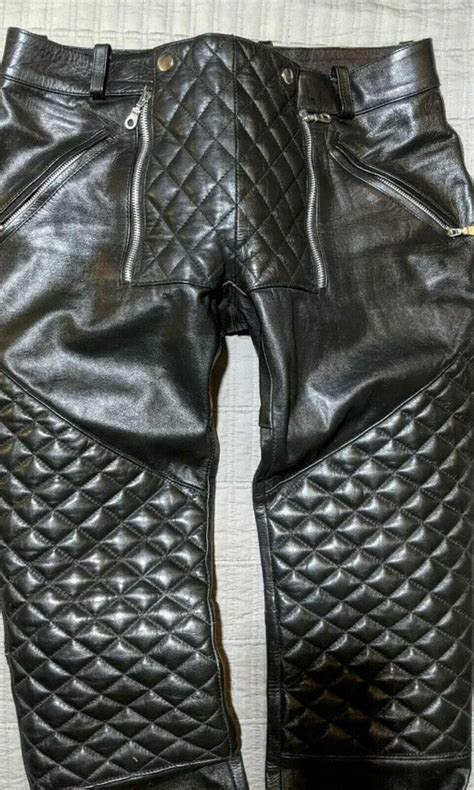men s real leather pant punk kink jeans trousers quilted bluf gay cuir ebay