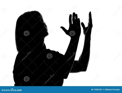 Silhouette Of A Woman Raise Their Hands To The Sky Stock Image Image Of Female Dark 73381041