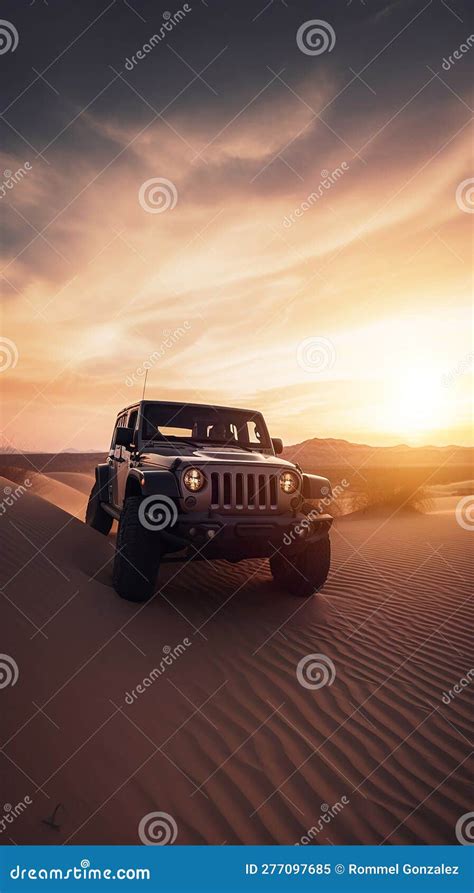 4x4 Driving Through Desert With Cinematic At Sunset Desert Road Trip