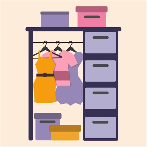 Womens Closet With Clothes Clothes Hang On Hangers Items Packed In