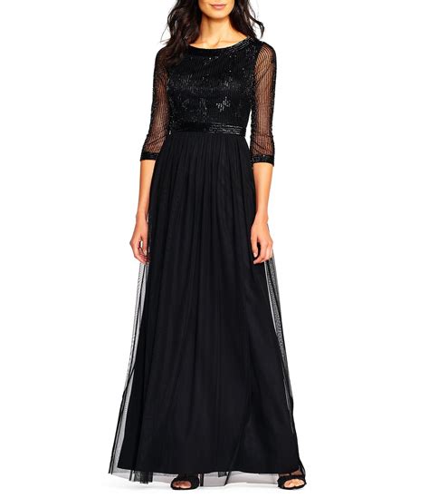 Adrianna Papell Beaded Long Gown Dillards Beaded Dress Long Gowns