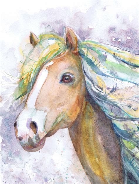 Horse Painting Watercolor Print T For Horse Lover Equestrian Wall