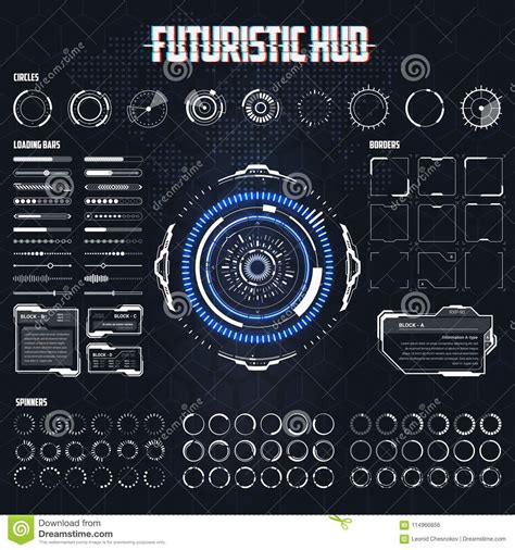 Set Hud Elements For Futuristic Design Interactive User Interface