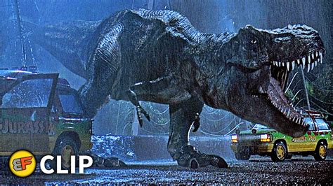 T Rex Escapes The Paddock Scene Jurassic Park 1993 Movie Clip Hd 4k