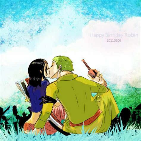Zoroxrobin Kiss Zoro And Robin One Piece Anime Zoro
