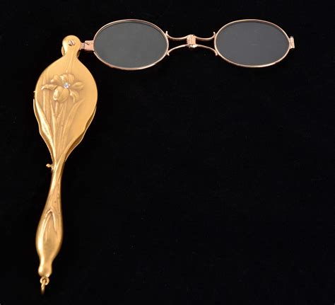 Lot Detail Antique 10k Yellow Gold Lorgnette Opera Glasses With Small Diamond