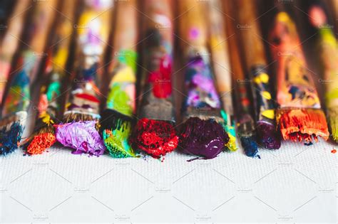 Artist Paintbrushes Closeup Arts And Entertainment Stock Photos
