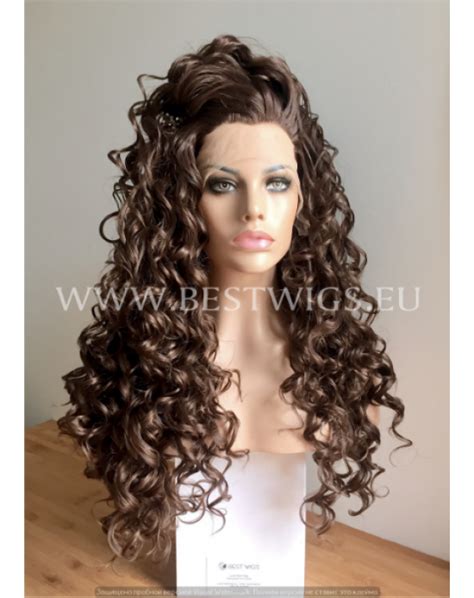 Synthetic Lace Front Wig Curly Brown Long Hair