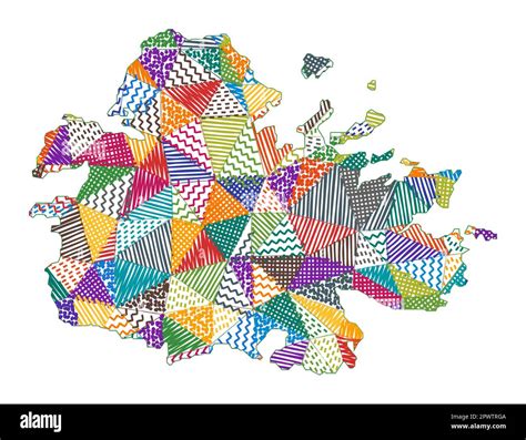 Kid Style Map Of Antigua Hand Drawn Polygons In The Shape Of Antigua