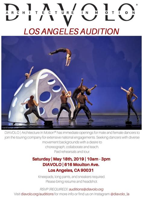 Touring Dance Company Auditions In Los Angeles Auditions Free
