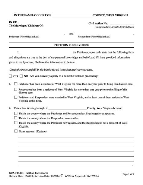 Divorce Form Template TUTORE ORG Master Of Documents