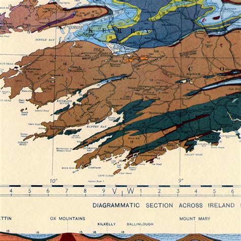 Geological Map Of Ireland Geologic Map Print Geology Map Etsy