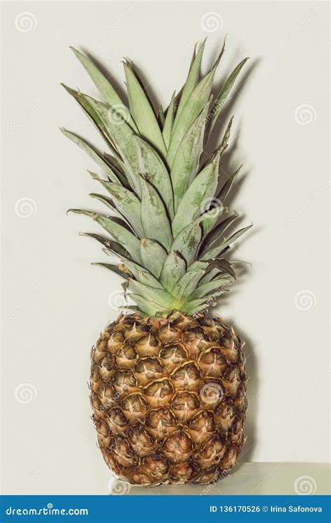 Single Whole Pineapple Isolated On White Background Stock Photo Image