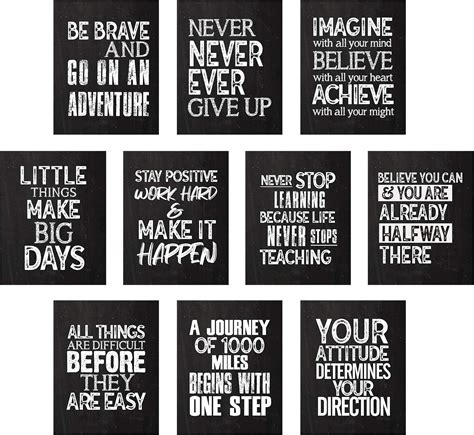 10 Pieces Inspirational Wall Posters Motivational Quote Posters Positive Affirmation Art Posters