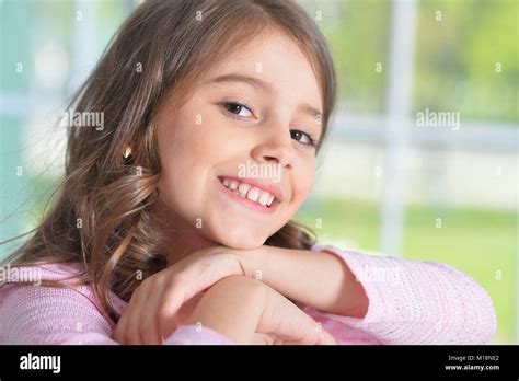 Portrait Of Cute Little Girl Stock Photo Alamy