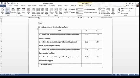 Apa Format For Microsoft Word Tables Youtube