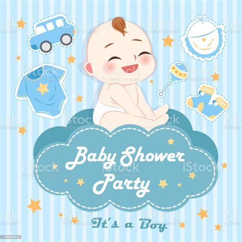 Cute Baby Shower Invitation Card Stock Illustration Download Image