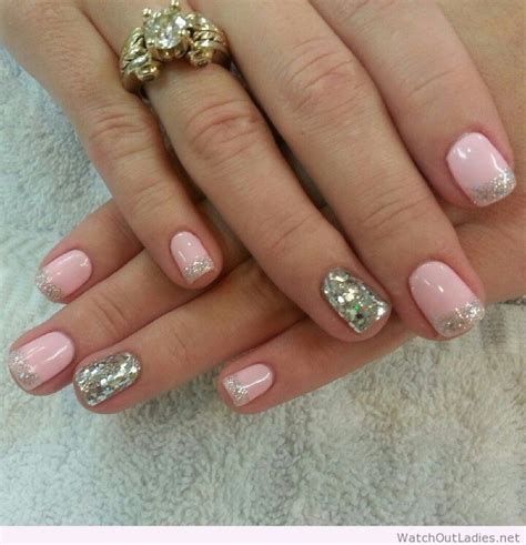 Botanic Nails Light Pink Silver Glitter Tips Pink
