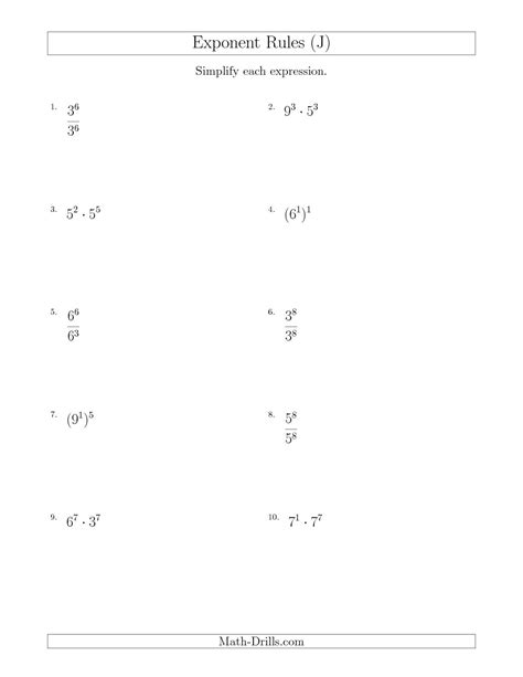 Exponents Product And Quotient Rule Worksheet Answers Preschool