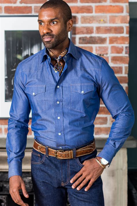 Blue Light Weight Denim Western Shirt