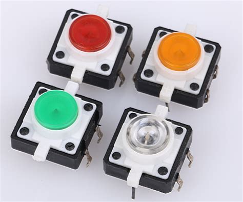 Vertical Colorful Led 1212 4 Pin Push Button Micro Switch Led Light