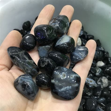 Natural Polished Black Agate Tumbled Stones Agate Stone For Decoration In Stones From Home