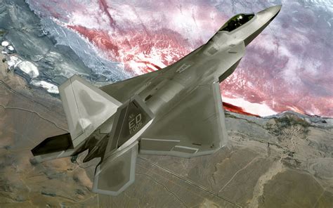 Gray Fighter Plane Digital Wallpaper F 22 Raptor Airplane Military