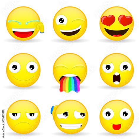 Emoji Set Emoticon Set Cartoon Style Stock Image And Royalty Free