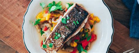 Recipe Trolley Pan Seared Sea Bass With Rice And Pepper Medley