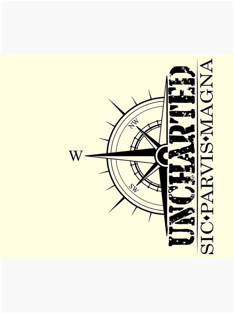 Uncharted Sic Parvis Magna Design 2 With Compass Photographic Print