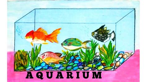 Aquarium Drawing Easy I एक्वेरियम ड्राइंग स्टेप बाय स्टेप I Fish