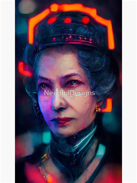 Cyberpunk Queen Elizabeth Portrait Poster For Sale By Needfuldesigns