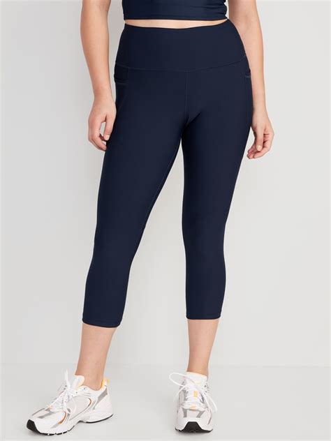 High Waisted Powersoft Side Pocket Crop Leggings For Women Old Navy