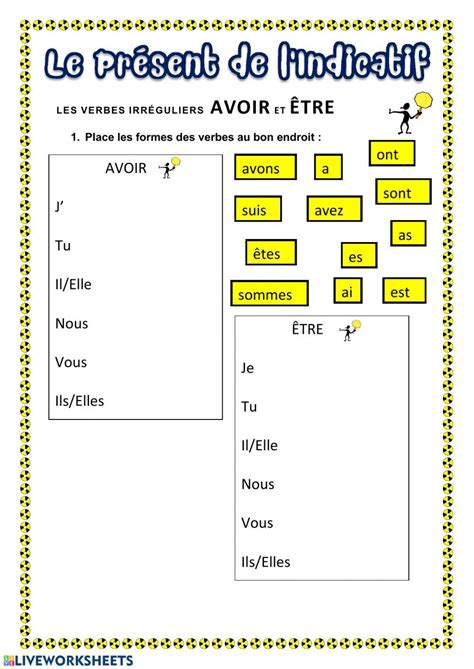 Ficha Online De Être Et Avoir Para 5º Y 6º De Primaria Y 1º De Eso