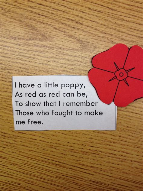 Veterans Day Poem No Link Just Photo I Have A Little Poppy As Red