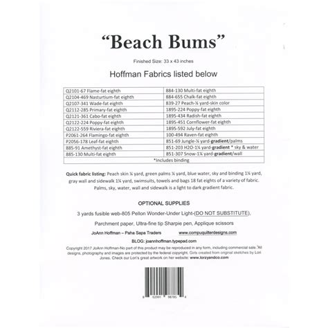 Beach Bums Pattern Joann Hoffman Joann Hoffman