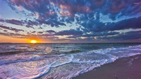 Amazing Golden Sunset At The Beach Wallpaper Beach Wallpapers 47050