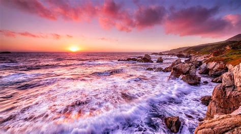 Beautiful Sunset Over California Coast In Monterey Sponsored
