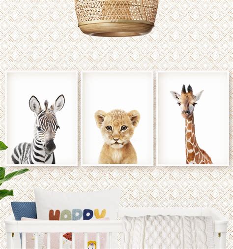 Baby Animal Prints Nursery Wall Art Set Of 3 Printable Safari Etsy